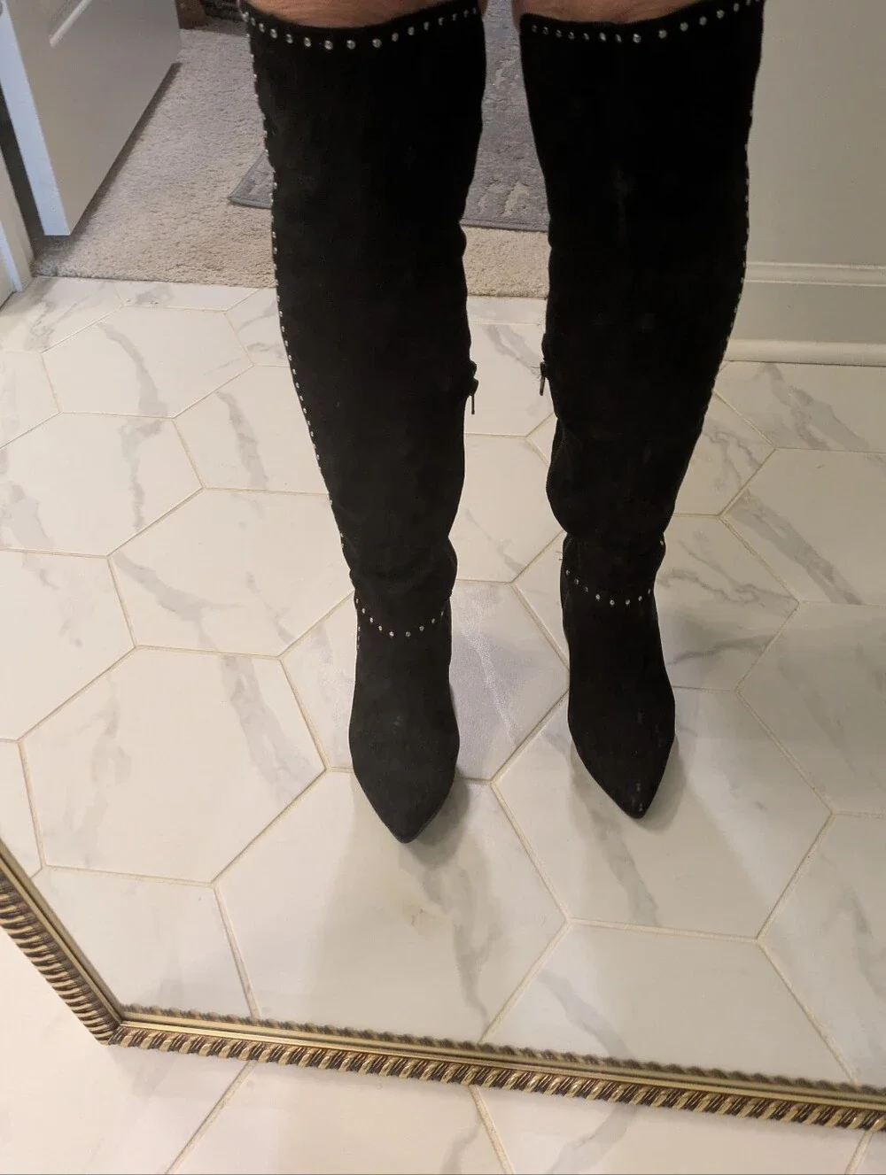 Over-the-Knee Studded Block Heel Boots - Picture 7 of 17